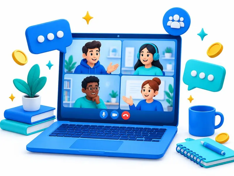 Team volgt een online AI-training via een videogesprek